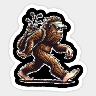 Funny Golf Novelty Sasquatch Bigfoot Golfing Sticker